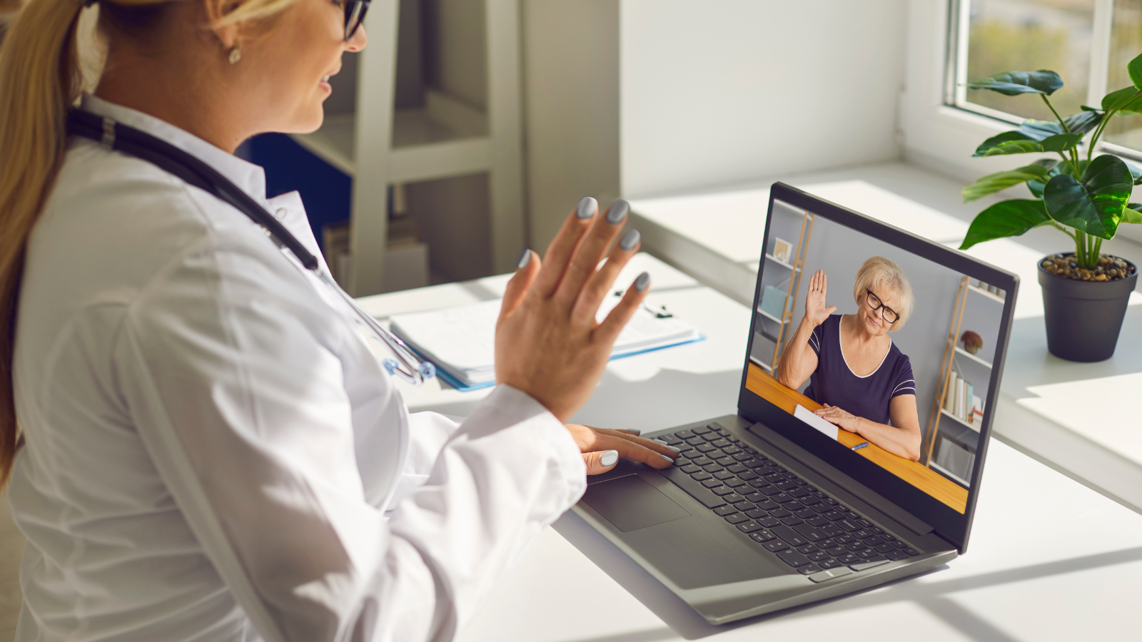 Telehealth, virtual appointment with a female doctor